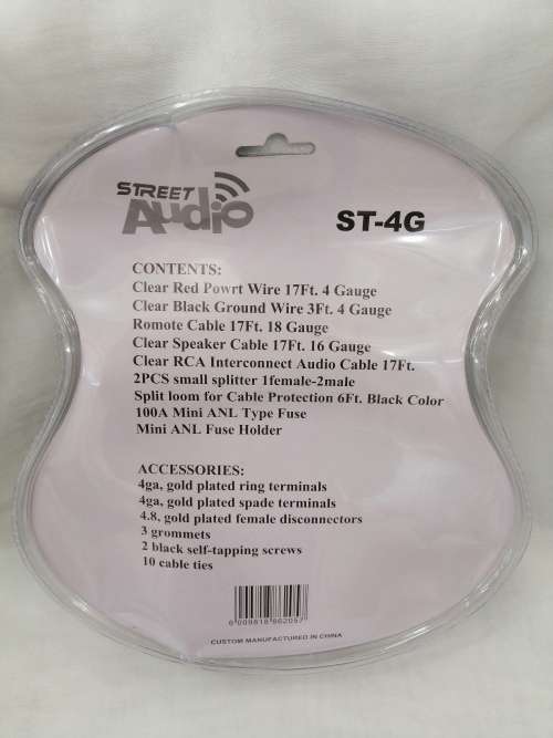 STREET AUDIO 4 GAUGE PROFESSIONAL CAR AUDIO WIRING KIT WITH 2 SPLITER FOR 4CH AMP